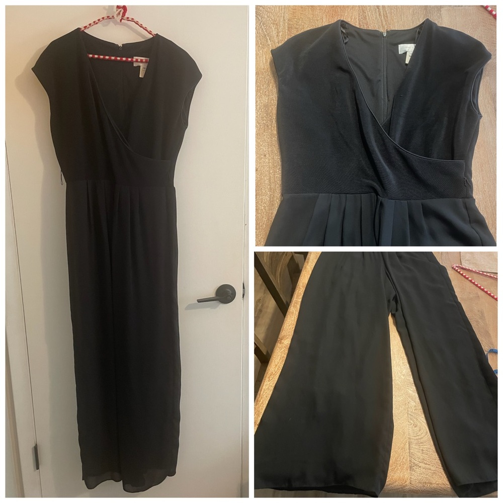 VTG Black Wrap-Front Wide Leg Jumpsuit